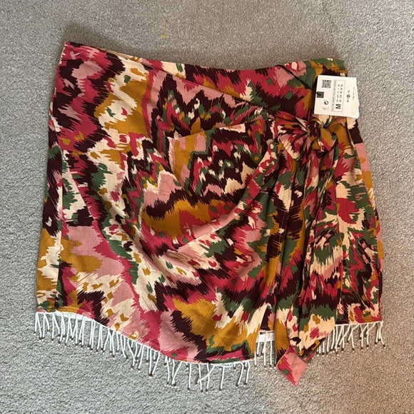 NWT Zara Beaded Pareo Wrap Skirt Size M - Picture 2 of 6